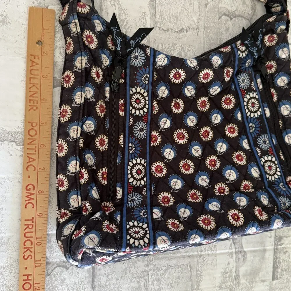 Vera Bradley Retired Night Owl Brown Black Quilted Cotton Hobo Shoulder Bag